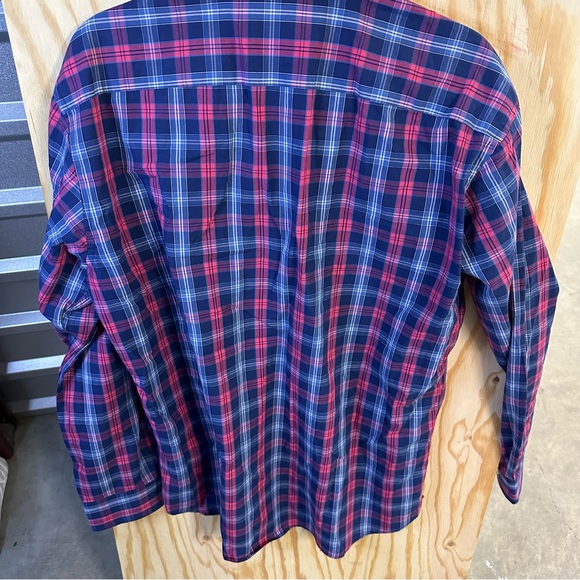 Bristol & Bull Men’s Plaid Button-Down Shirt‎ – Red & Navy Check, Size Large - Picture 6 of 7